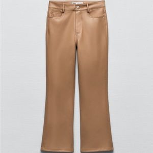 Zara Camel Leather Pants Size 28 ( US 6)